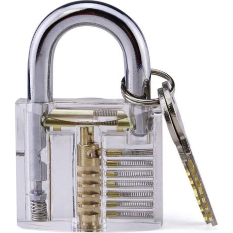 Jeffergarden Cadenas entraînement coupe transparent kit crochets serrurier débutant (1/5)