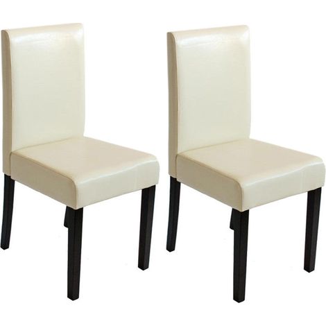 Set di 2 sedie da pranzo sintetiche color crema con gambe scure CDS04042