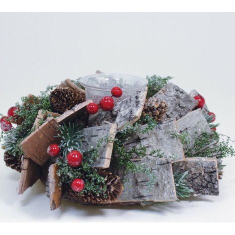 Centro tavola con candela di Natale Regalo addobbi natalizio decorazioni casa CM 17 (1/5)