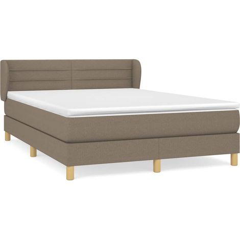 Lit double  Lit adulte  Sommier à lattes de lit avec matelas Taupe 140x190 cm Tissu