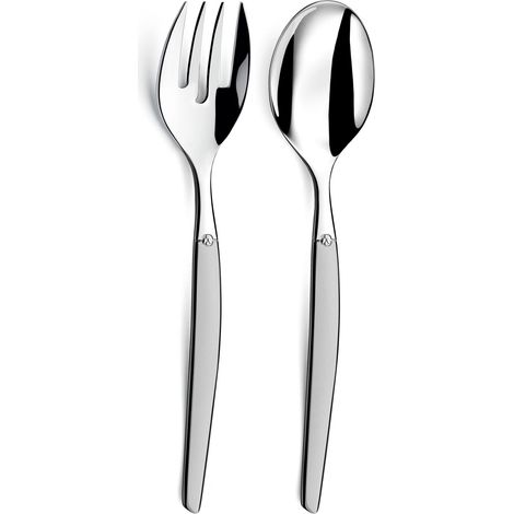 Lou Laguiole Jet sabbiato 2 Posate per Insalata, Inossidabile Inox 18/0 US, Acciaio Satinato (1/4)