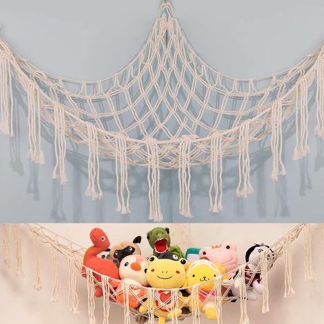 Meuble de rangement jouet en peluche - filet suspendu pour chambre d'enfant - grande capacité - meuble de rangement mural décoratif pour animaux en peluche (1/5)