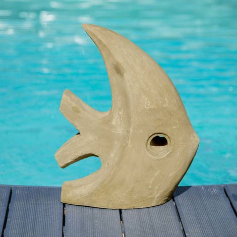 Escultura moderna jardí­n pez modelo pequeño gris 50 cm