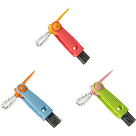 Juego de cepillos 3 en 1 para limpiar las ranuras de las tapas de vasos, herramienta multifuncional para limpiar botellas de agua y utensilios de cocina (3 piezas) (1/4)