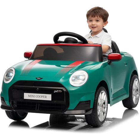 Voiture Électrique Enfants sous Licence Mini 12V, Véhicule Électrique pour Enfants avec Télécommandé, 3 Vitesses, Klaxon, LED, Musique, pour 3+ Ans Vert (1/5)