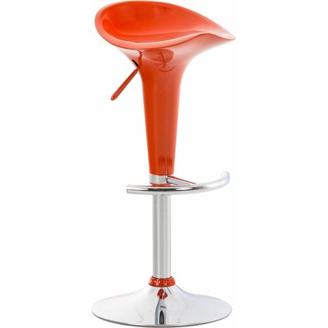 Sgabello da bar x1 con poggiapiedi, sedile girevole in plastica arancione e metallo cromato 100005371