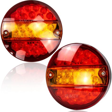 Feu Arrière Rond LED Hamburger - 5,5 Pouces - Indicateur Dynamique Fluide - 12 V à 24 V - Étanche IP67 - Pour Remorque Camion Caravane Van Bateau (1/5)