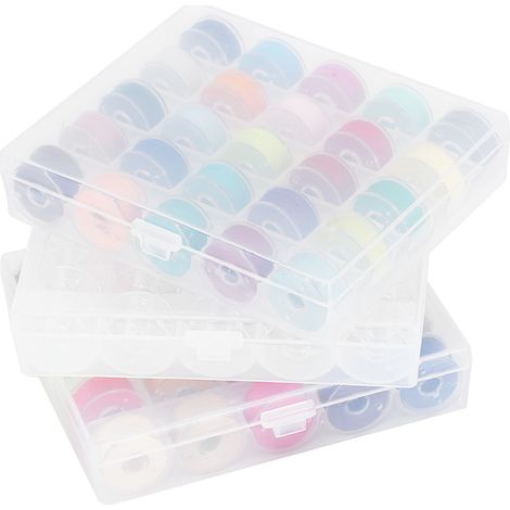 Boîte transparente de fil pré-enroulé pour canettes de couture, aiguille à broder, couleurs assorties, aiguille à broder