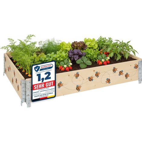 Garronda Cadre Potager en Bois imprimé 120x80x20 cm – Bac de Jardin pour Plantes, Fleurs, Fruits et légumes, Caisse de Rangement en Bois avec Motif décoratif GD-0075 (Abeille, 1 pcs)