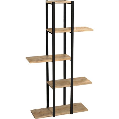 Étagère de sol chêne mélaminé métal noir 60x24,7x111 cm (1/3)