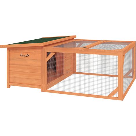 Kleintierstall mit Freigehege, herausnehmbare Bodenwanne, wetterbeständig, 125,5 cm x 100 c x 49 cm Grün + Natur
