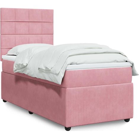 Boxspringbett mit Matratze Rosa 90x200 cm Samt