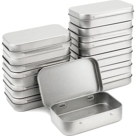 Lot de 12 boîtes de rangement en métal avec couvercle, boîtes rectangulaires vides, mini-boîtes de rangement portables pour clés, bonbons, pièces de monnaie, boucles d'oreilles (1/5)