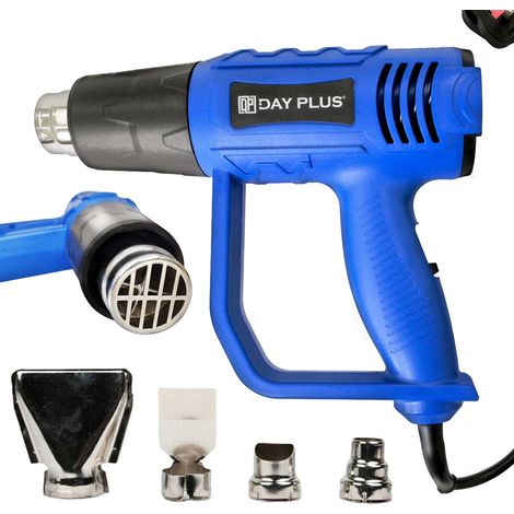 ensemble de pistolet à air chaud de 2000 watts, sèche-cheveux à air chaud, avec 4 accessoires de buse, réglage de la température à 2 vitesses (300°C / 650°C), adapté à la décontamination locale, au so (1/5)