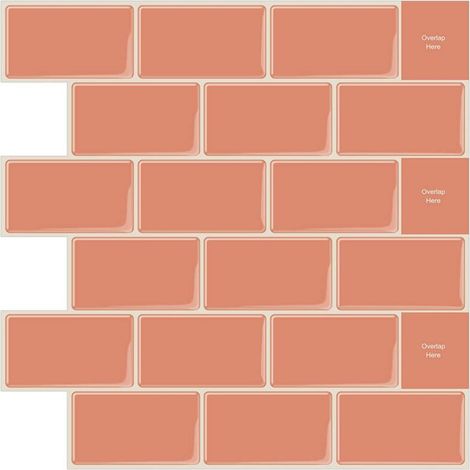 10 Stück orangefarbene 3D-Klebe-Wandfliesenaufkleber für Küche und Badezimmer (30,5 x 30,5 cm)