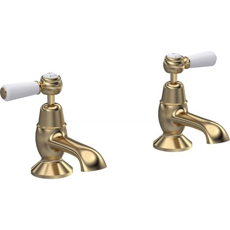Hudson Reed Topaz Dome Lever Bath Taps Pair - Brushed Brass