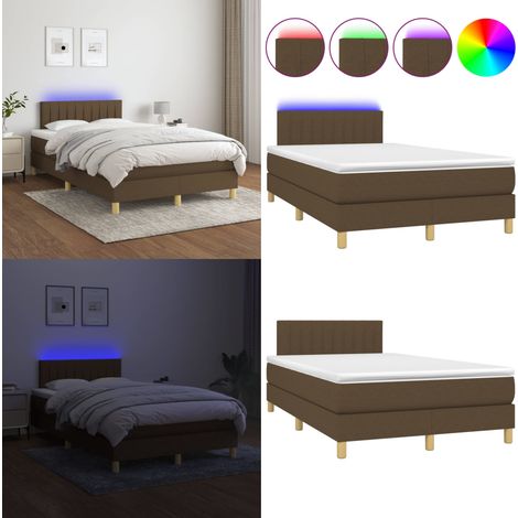 Sommier à lattes de lit matelas et LED Marron foncé 120x200 cm - Sommier Tapissier - Lit Plateforme - Lit Avec Rangement - Lit Design - Lit Moderne - Home & Living (1/5)