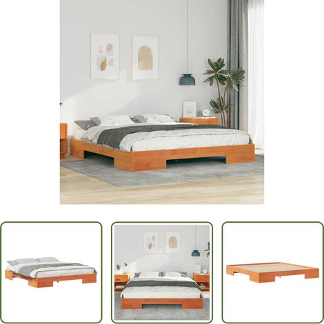 vidaXL Holz Bettgestell - Bettgestell Braun 200 x 200 cm (1/5)