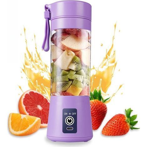 Mini-Mixer - Smoothie Maker - Portable Met 6 Lames Et Batterie Rechargeable USB - 1 Pièce - Pour La Maison Et En Déplacement Lilas