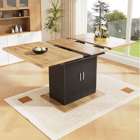 Mesa comedor extensible con almacenaje negra OKMYHOME (1/5)