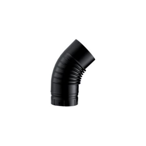 Poujoulat – Coude émaillé plissé 45° noir mat – Raccord fumisterie – Pour installation dans espaces confinés – Résistant à la chaleur (1/2)