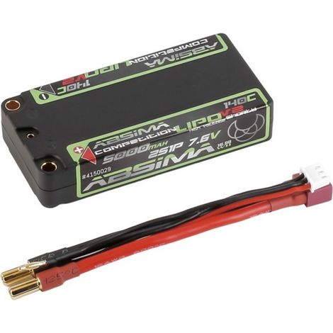 Absima Modellbau-Akkupack (HV LiPo) 7.6 V 5000 mAh Shorty Hardcase 5 mm Buchse, 5 mm Gold (1/2)