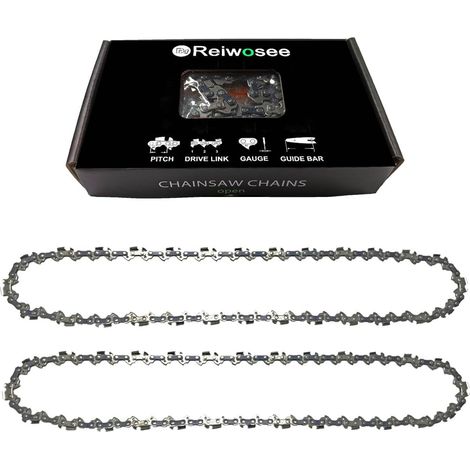 Lot de 2 chaînes de tronçonneuse pour à huile de 16" Espacement entre les chaînes de tronçonneuse: 3/8" Épaisseur du pignon: 1,3 mm 56 maillons Convient pour les tronçonneuses, Chainsaw Chain (1/5)