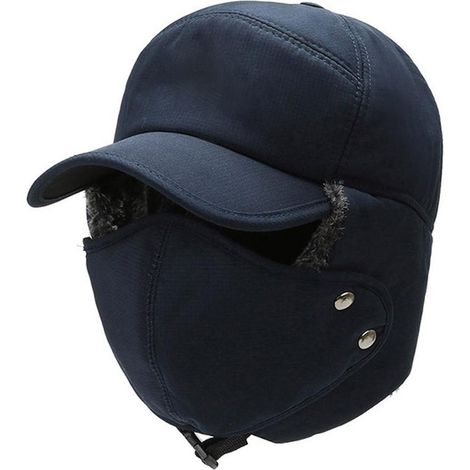 Bonnet d'hiver épais avec protection faciale - Coupe-vent polaire, chaud à rabats pour hommes - Idéal cyclisme, ski et plein air