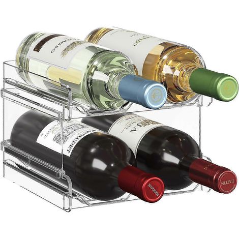 Étagère empilable en plastique 25-26 pour réfrigérateur et armoire, pouvant contenir 4 bouteilles (1/4)