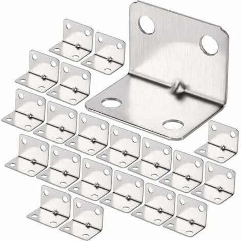 100Pcs Equerre de Coin en Acier Inox, Équerre 90 Degrés Robuste, Équerre à Angle Droit, Petit Equerre de Fixation pour Bois, Support Angle Droit Brace pour Fixation Clôture Table Étagère (1/5)