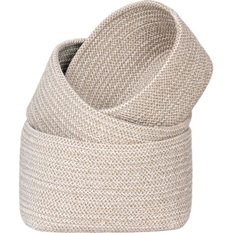 Lot de 3 paniers de rangement CADIMA – Coton beige (1/4)