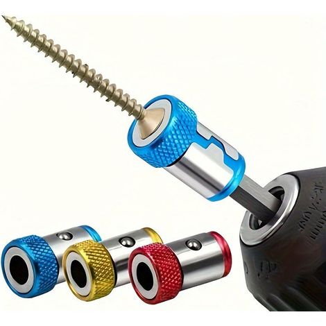 Set mit 3 magnetischen Bithaltern aus einer Legierung – mit starken Magneten und gerändelten Griffen – Schraubendreher-Handwerkzeug (1/4)