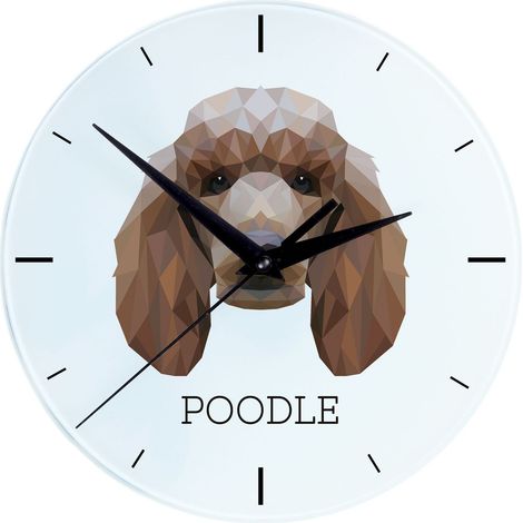 Caniche - reloj de pared geométrico con foto e inscripción de Art-Dog (1/4)