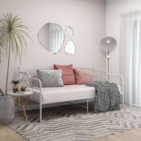 Sofa Bed Frame  White  Powder-Coated Metal  90x200 cm vidaXL