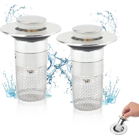 2 Stück Waschbeckenstöpsel(34-40mm) Pop up Waschbeckenstöpsel Abflussstopfen Waschbecken mit Haarsieb Universelles Geruchsbeständiger Abflussstöpsel für Waschbecken Bad Küchenspülen (1/5)