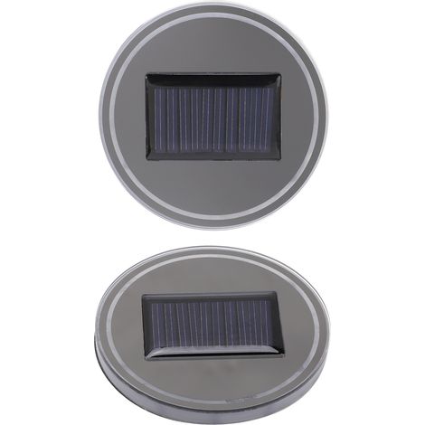 Lot de 2 sous-verres voiture LED solaire, lumière d'ambiance intérieure avec détection de vibrations, tapis de maintien pour gobelet, décoration auto, rechargeable (1/5)