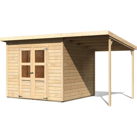 Hamburg 6 SET mit Anbaudach natur 2,42x2,44x2,20m