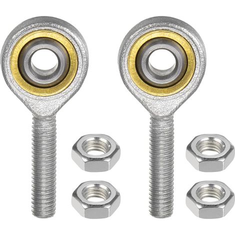 2Pièces Sa6T/K Embout à Rotule avec Filetage Mâle M6X1 - [Alésage de 6mm, Filetage à Gauche] Embout à Rotule Mâle avec Écrous de Blocage, en Acier au Carbone 45 (1/4)