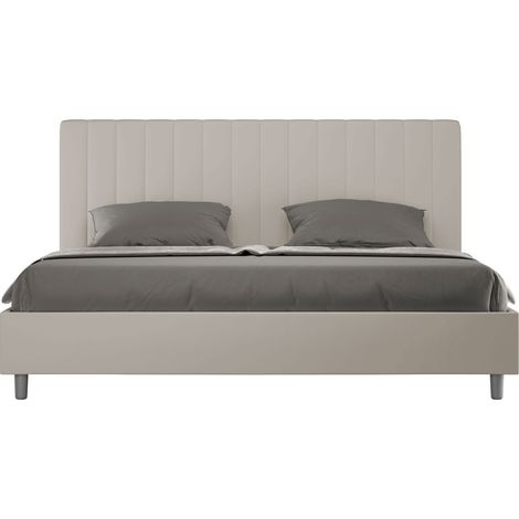 Letto Matrimoniale King Size 200x210 cm con Rete Imbottito in Similpelle Agueda Tortora (1/5)