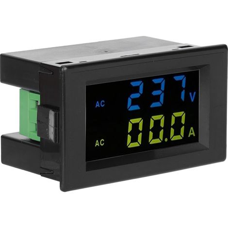 Digitales Voltmeter mit präziser Strommessung, weiß/schwarz, Doppelanzeige, schwarzes Gehäuse (1/5)