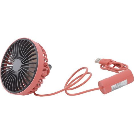 Ventilateur de voiture avec lumière LED, pince pour grille d'aération, 3 vitesses, ventilation puissante, chargement USB, rouge. Idéal pour voiture, table, maison et bureau. (1/5)