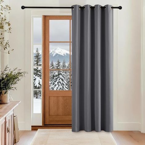 Rideau Occultant - Rideaux Isolation Thermique Anti Froid/Chaleur pour Porte Fenêtre, Decoration de Salon Masion Chambre Design Moderne, L140xH200cm, Gris, Lot de 1 (1/4)