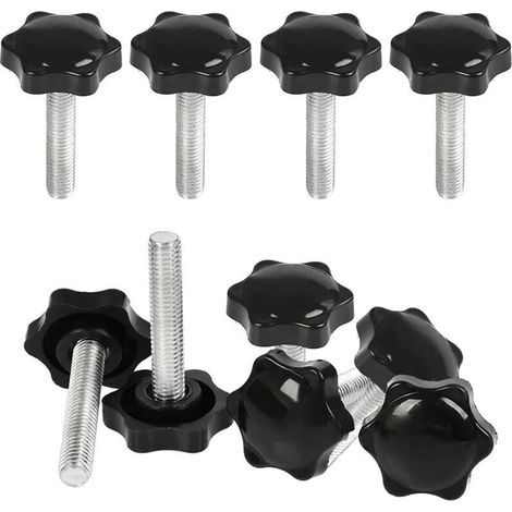 Boutons de serrage manuels M8 × 40 mm – Lot de 10 vis tête moletée avec écrou en étoile, acier zingué (1/4)