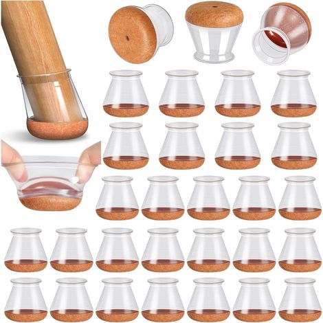 32-Piece Chair Leg Protectors, Silicone Chair Pads with Thickened Felt, Transparent Small Chair Pads, Floor Protectors, Reduce Scratches (1/5)