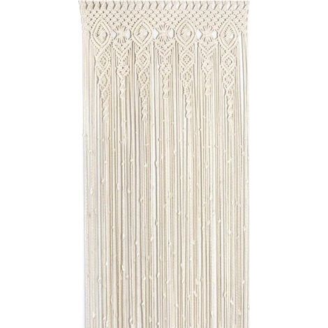 Rideau bohème fait main 90x180 cm - Décoration artisanale pour portes et fenêtres, style ethnique chic (1/4)