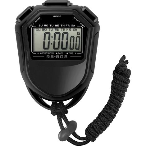 Chronomètre Numérique Étanche, Minuterie LCD Portable, Compteur De Sport avec Sangle for La Natation, La Course À Pied, L'entraînement De Football(Black) (1/5)