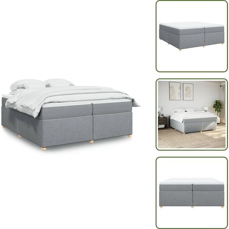 Sommier à lattes de lit avec matelas Gris clair 200x200cm Tissu - Sommier À Lattes De Lit - Sommiers À Lattes De Lit - Lit - Meuble De Chambre À Coucher (1/5)