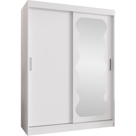 Armario Hartford 578, Blanco, 200x150x62cm, Puertas de armario: Correderas, Número de estantes: 5