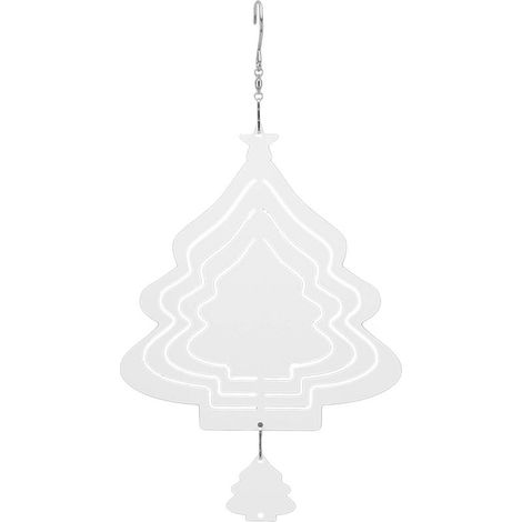 Ornement de Noël en aluminium vierge forme d'arbre, mobile de jardin rotatif pour décoration de Noël extérieure (1/5)