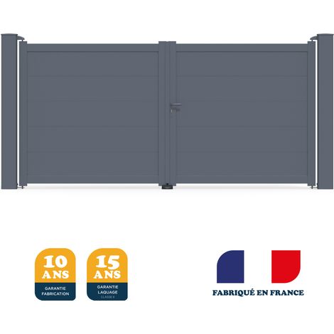 Portail battant prêt à poser MARYN Gris 7016 L356 cm X 165cm en aluminium BELTY (1/4)